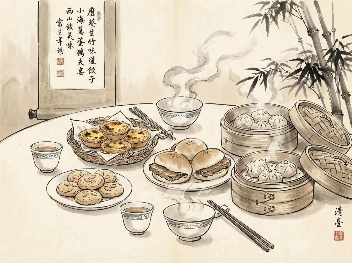 赌博平台澳门娱乐城美食水墨画展示传统点心与创新料理