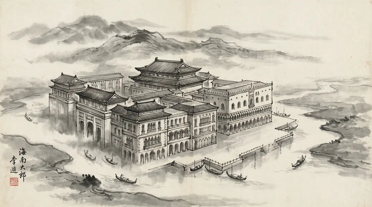 赌博平台金沙国际度假村水墨画全景