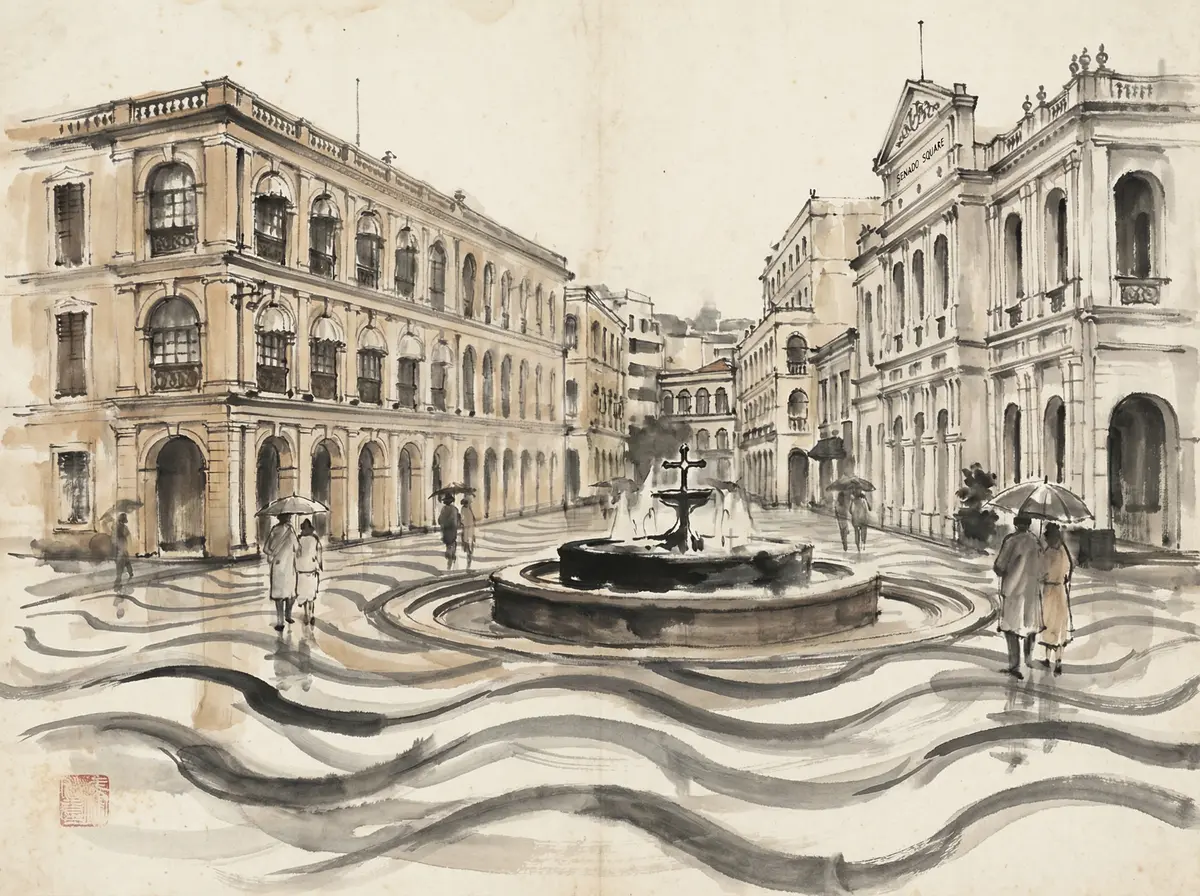 赌博平台澳门历史街区水墨画展示博彩文化的历史渊源